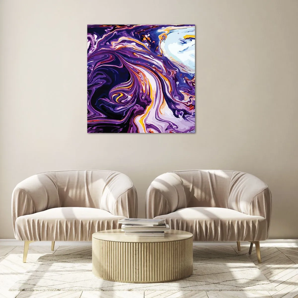 Cuadro sobre vidrio - Impresiones sobre Vidrio - Una curva en el violeta - 40x40 cm