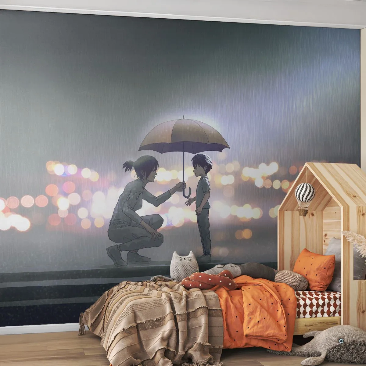 Fotomural personalizado Standard Eco - Y todo está bien - Para niños, Familia, Paraguas