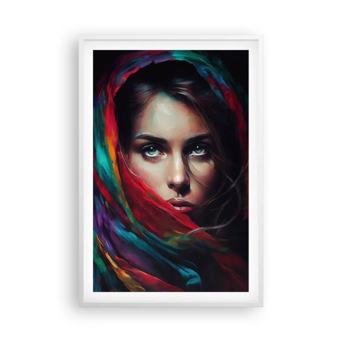 Póster en marco blanco - Misterio de ojos verdes - 61x91 cm