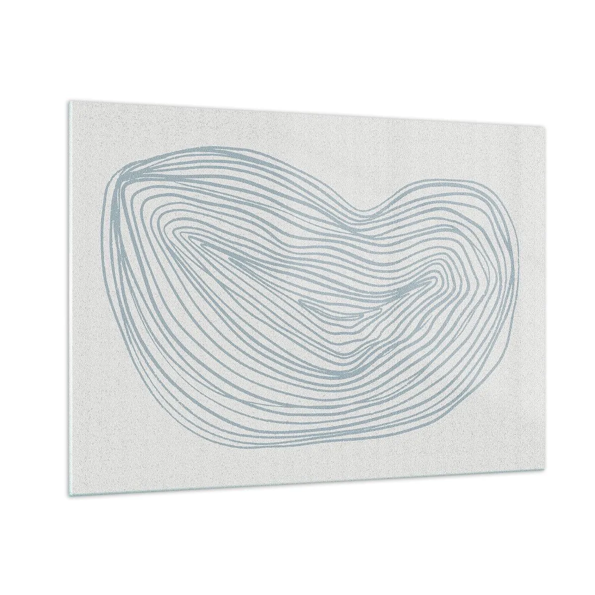 Cuadro sobre vidrio - Impresiones sobre Vidrio - Las delicadas líneas azules crean una forma orgánica y fluida. - 100x70cm - Sonrisa de una gota - Decoración de pared moderna para salón y dormitorio ARTTOR