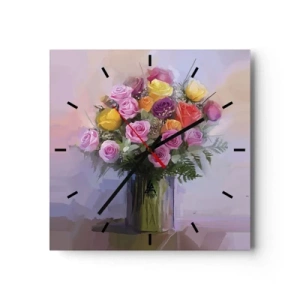 Reloj de pared - Reloj de vidrio - Belleza inmortalizada - 40x40 cm