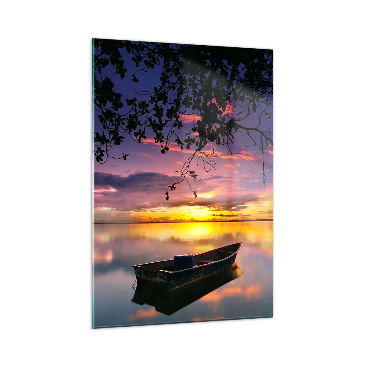 Cuadro sobre vidrio - Impresiones sobre Vidrio - Pareces estar colgado en medio de un círculo celestial… - 50x70cm - Un cielo de ensueño - Decoración de pared moderna para salón y dormitorio ARTTOR