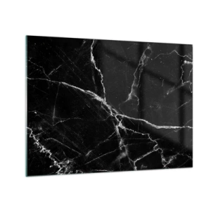 Cuadro sobre vidrio - Impresiones sobre Vidrio - Superficie de mármol negro con vetas claras. - 70x50cm - La vida secreta de la piedra - Decoración de pared moderna para salón y dormitorio ARTTOR