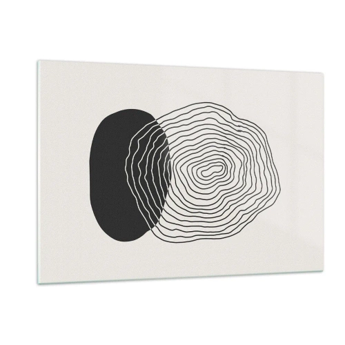 Cuadro sobre vidrio - Impresiones sobre Vidrio - Patrón abstracto con óvalos y líneas en blanco y negro. - 120x80cm - Persistencia y vibración - Decoración de pared moderna para salón y dormitorio ARTTOR