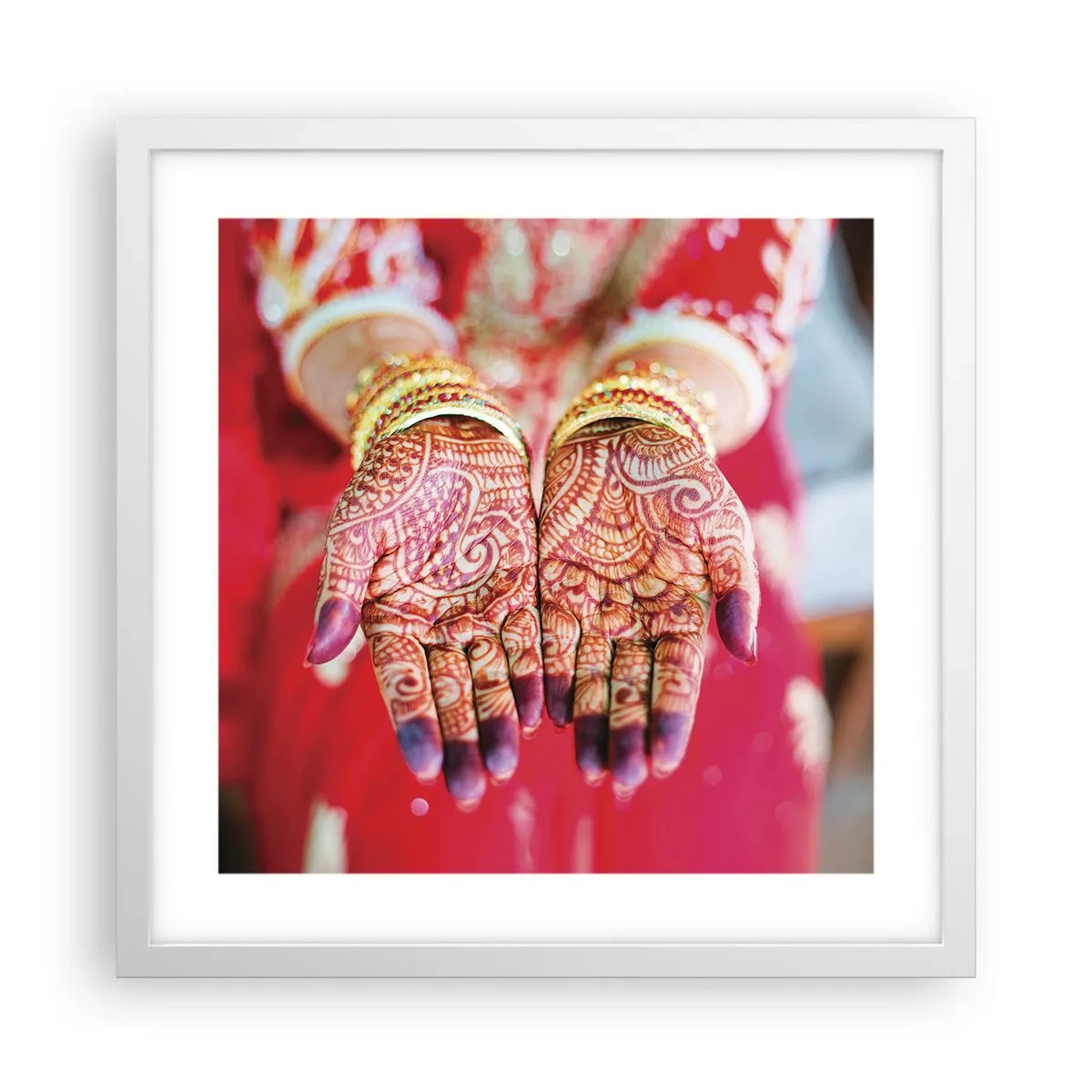 Póster en marco blanco - Ritual con las manos - 40x40 cm