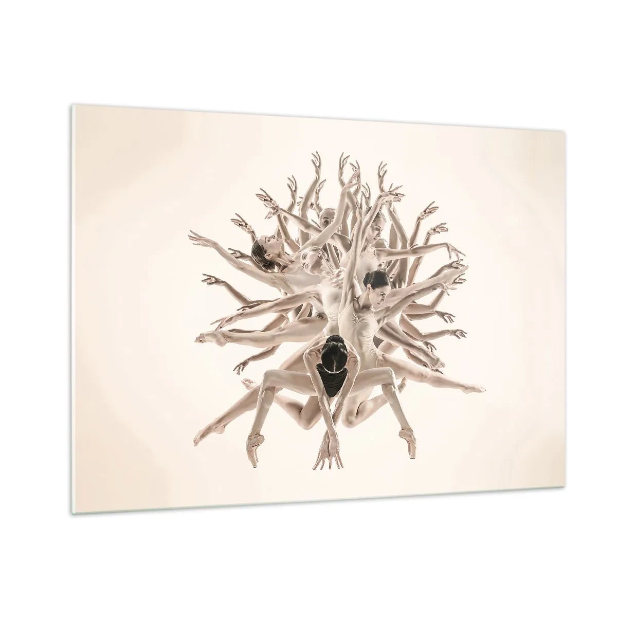 Cuadro sobre vidrio - Impresiones sobre Vidrio - Una composición de bailarines en un arreglo dinámico artístico. - 100x70cm - Floreciendo en la danza - Decoración de pared moderna para salón y dormitorio ARTTOR