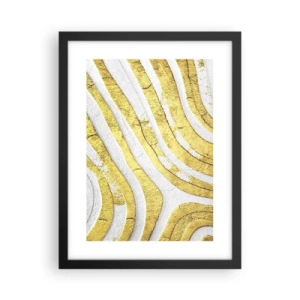 Póster en marco negro - Una composición en blanco y oro - 30x40 cm