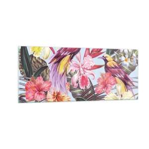 Cuadro sobre vidrio - Impresiones sobre Vidrio - Pétalos y plumas - 100x40 cm