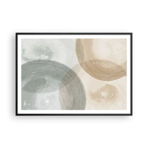 Póster en marco negro - Composición abstracta en colores pastel con líneas. - 100x70cm - Mundos que se entrecruzan - Decoración de pared moderna para salón y dormitorio ARTTOR