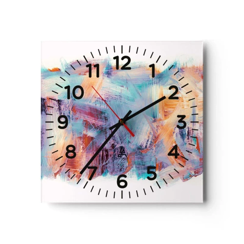Reloj de pared - Reloj de vidrio - Colorido desorden - 30x30 cm