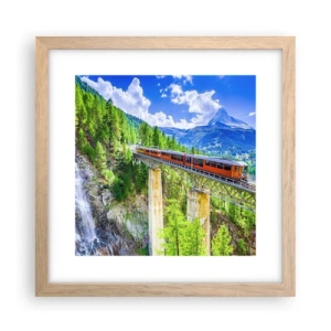 Póster en marco roble claro - Ferrocarril a los Alpes - 30x30 cm