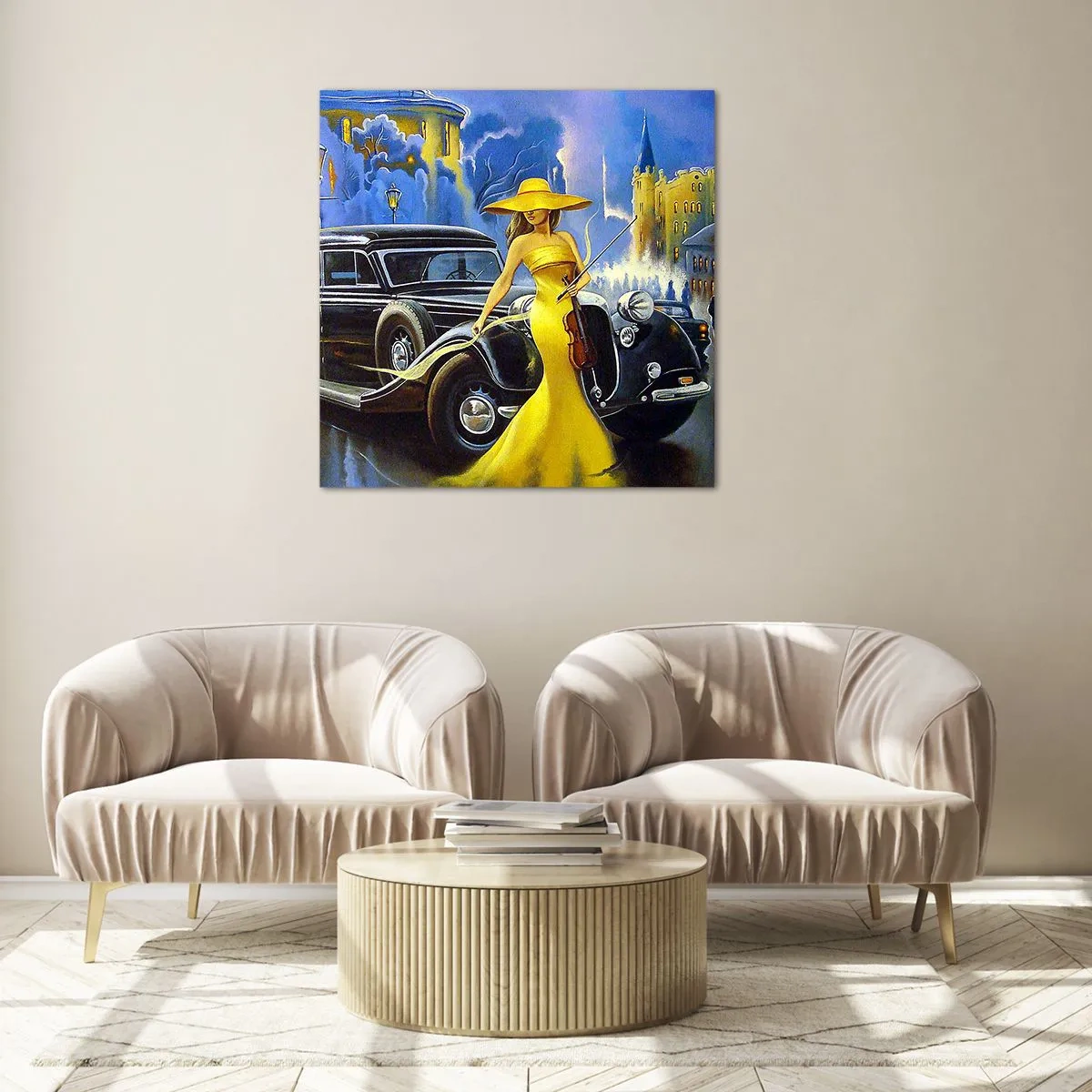 Cuadro sobre vidrio - Impresiones sobre Vidrio - Noche de violín y pasión - 50x50 cm