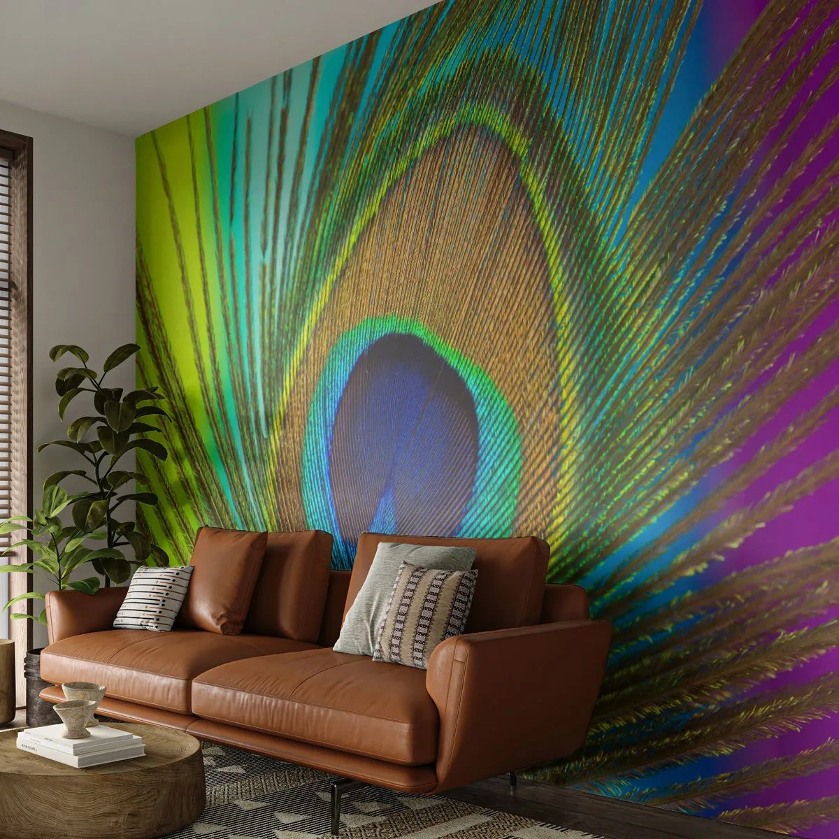 Fotomural Premium Canvas - Cara a cara - Abstracción, Pluma de pavo real, Pedazo - 200x140 cm