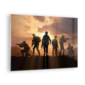 Cuadro sobre vidrio - Impresiones sobre Vidrio - Hermanos de armas - 70x50cm - Hermanos de armas - Decoración de pared moderna para salón y dormitorio ARTTOR
