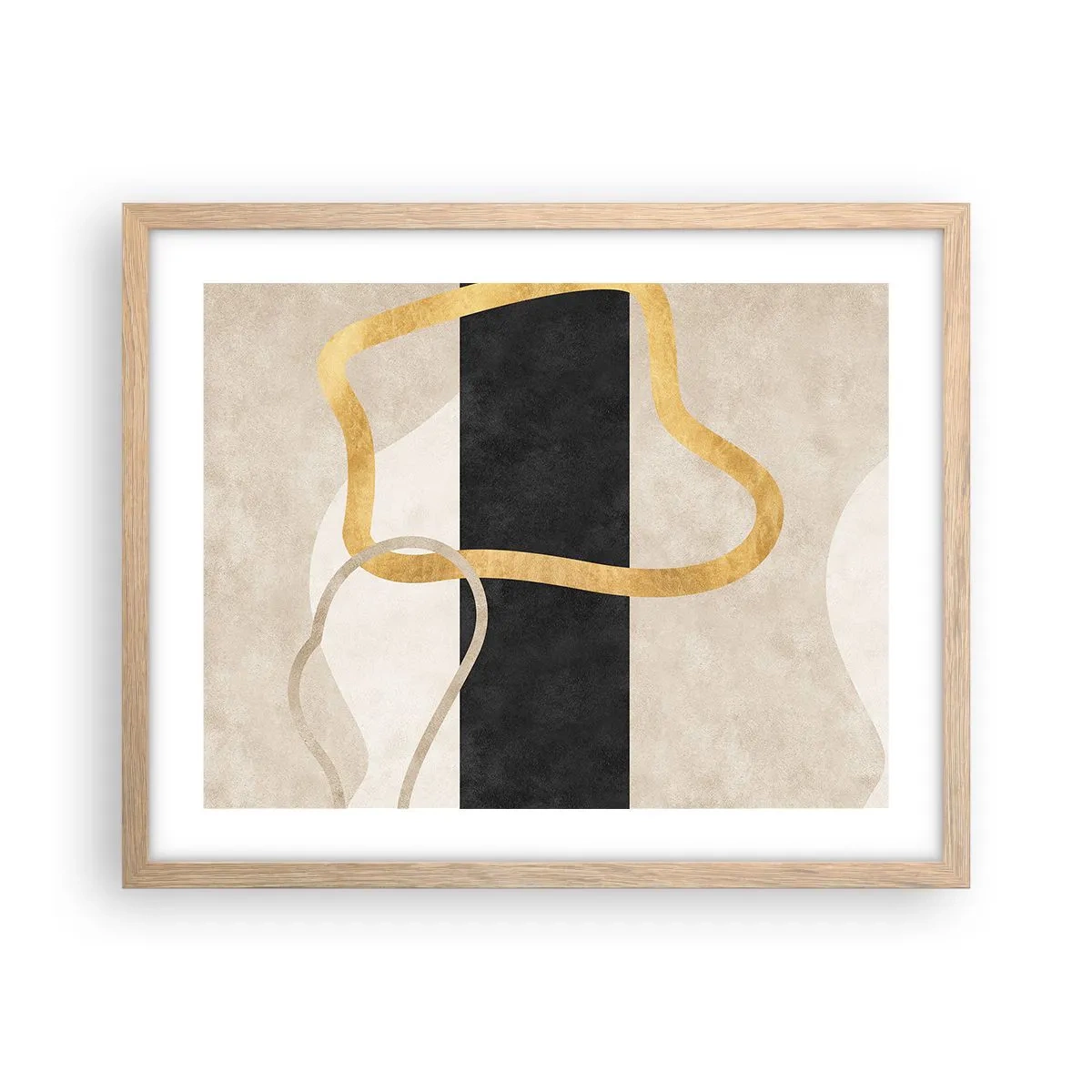 Póster en marco roble claro - Formas en bucle - 50x40 cm