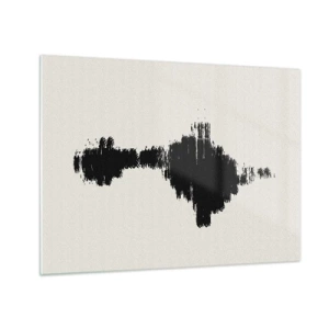 Cuadro sobre vidrio - Impresiones sobre Vidrio - Un patrón minimalista de trazos negros sobre un fondo claro. - 70x50cm - Vibraciones de la imaginación - Decoración de pared moderna para salón y dormitorio ARTTOR