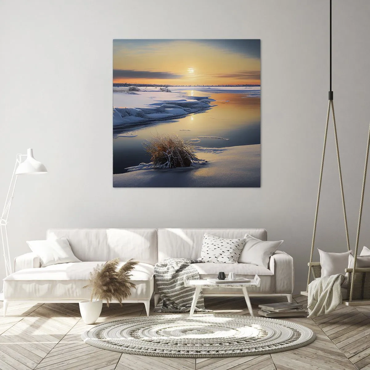 Cuadro sobre lienzo - Impresión de Imagen - Atardecer de invierno - 60x60 cm
