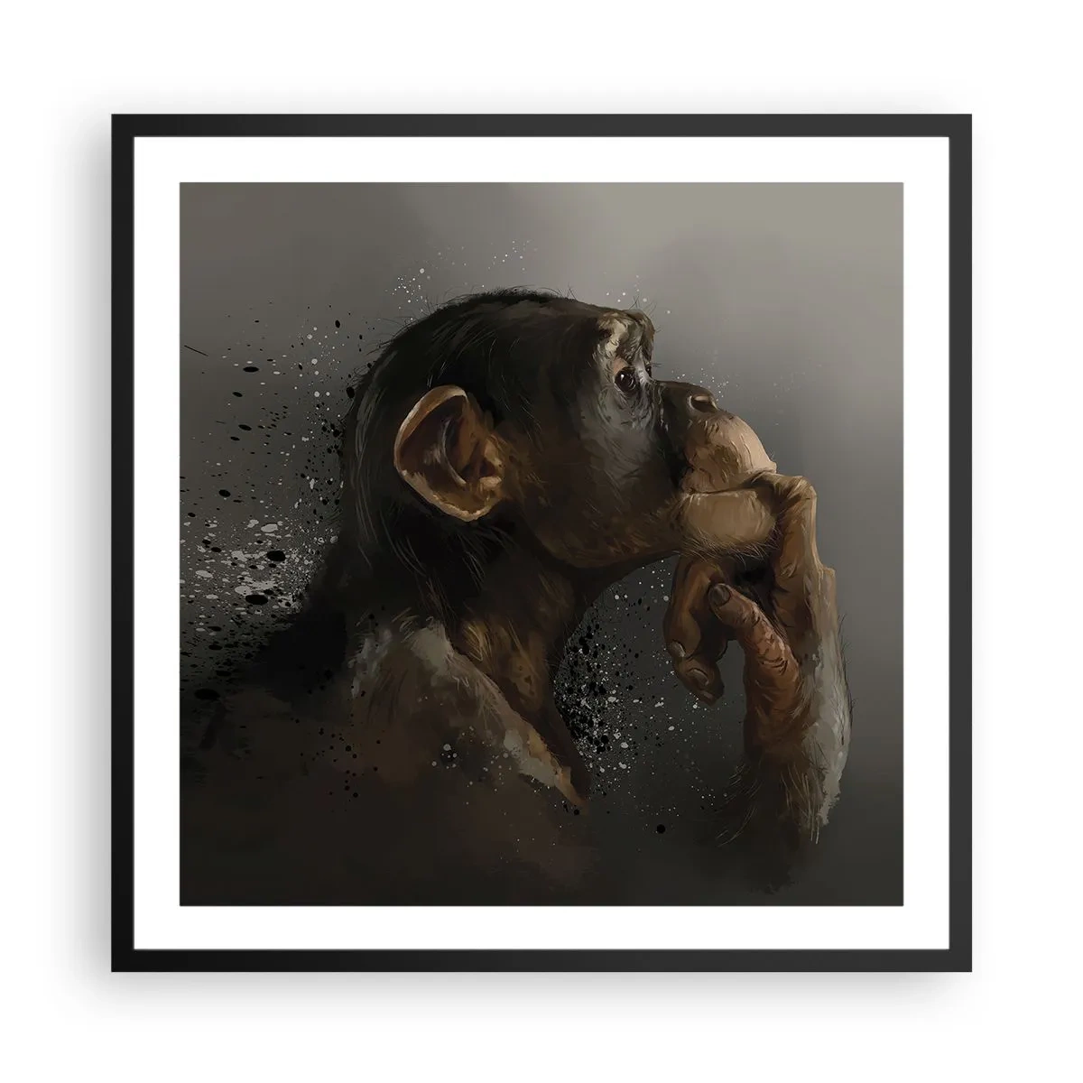 Póster en marco negro - La evolución del pensador - 60x60 cm