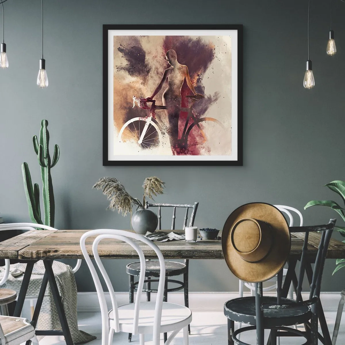 Póster en marco negro - En las formas de mármol un alma ciclista - 50x50 cm