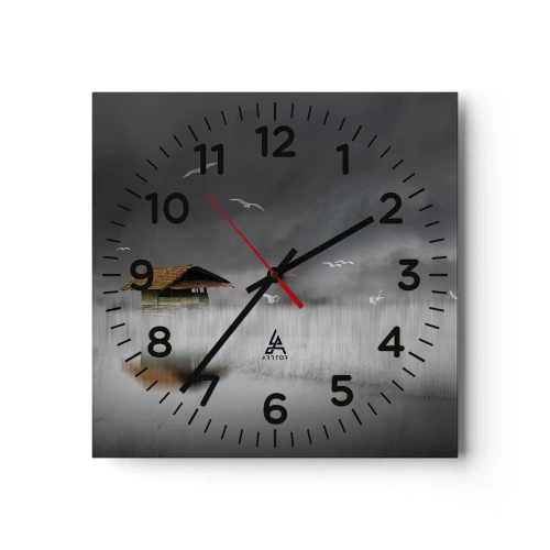 Reloj de pared - Reloj de vidrio - Resguardo de la lluvia - 40x40 cm