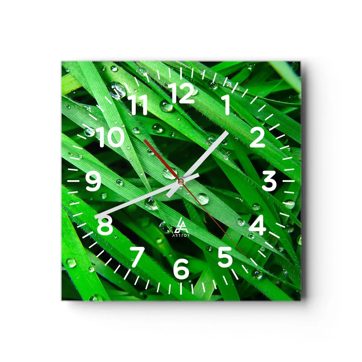Reloj de pared - Reloj de vidrio - Jugar al verde - 40x40 cm