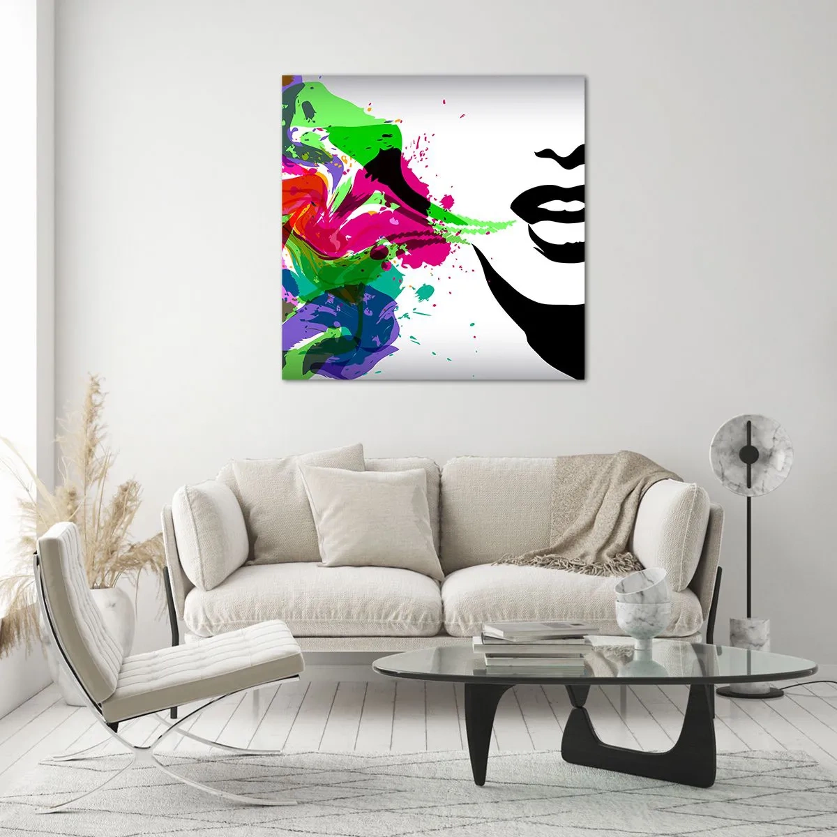 Cuadro sobre vidrio - Impresiones sobre Vidrio - Una historia con los colores del arco iris - 40x40 cm