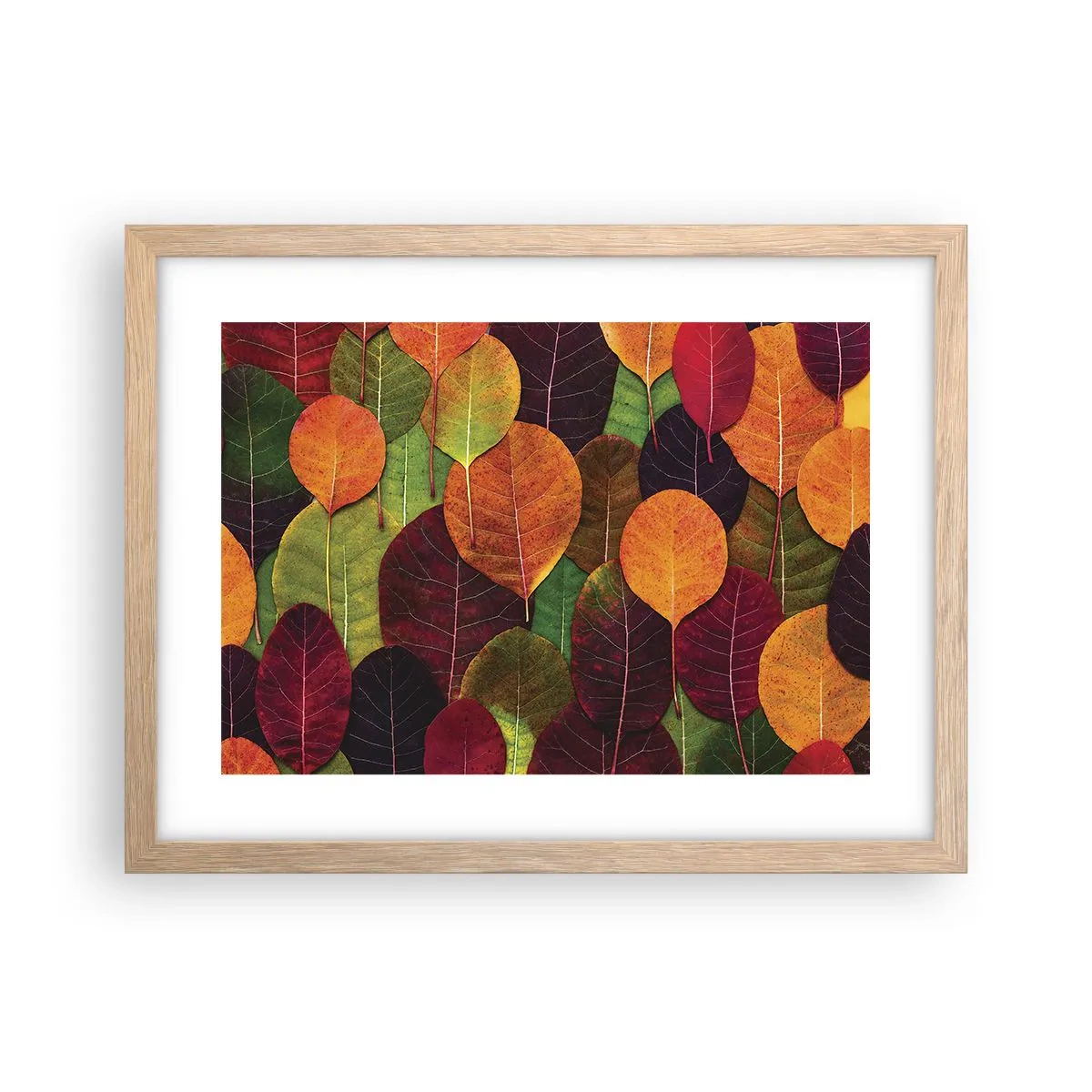 Póster en marco roble claro - Mosaico de otoño - 40x30 cm