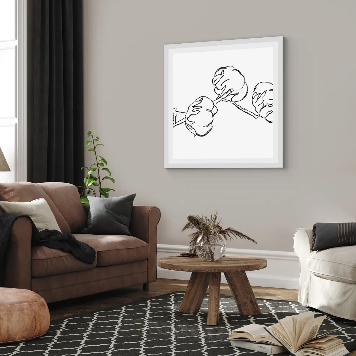 Póster en marco blanco - Plumón de algodón - 60x60 cm