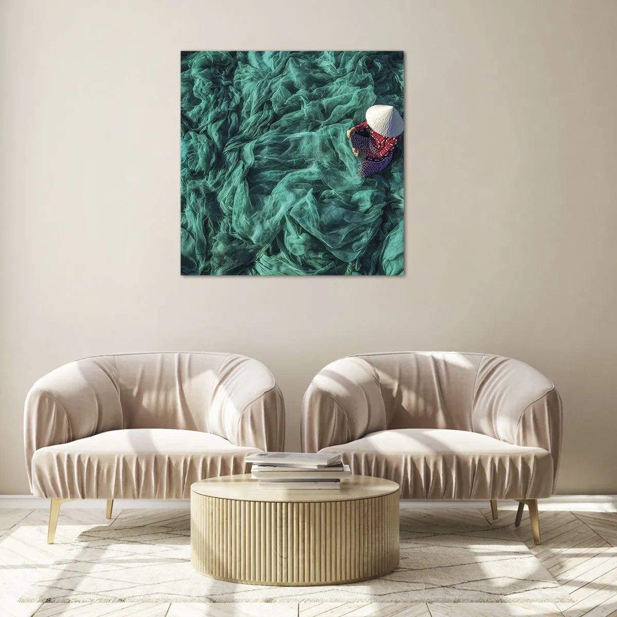 Cuadro sobre vidrio - Impresiones sobre Vidrio - En un mar de redes - 30x30 cm