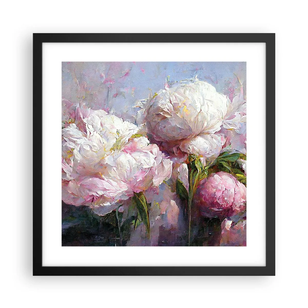 Póster en marco negro - Un ramo rebosante de vida - 40x40 cm