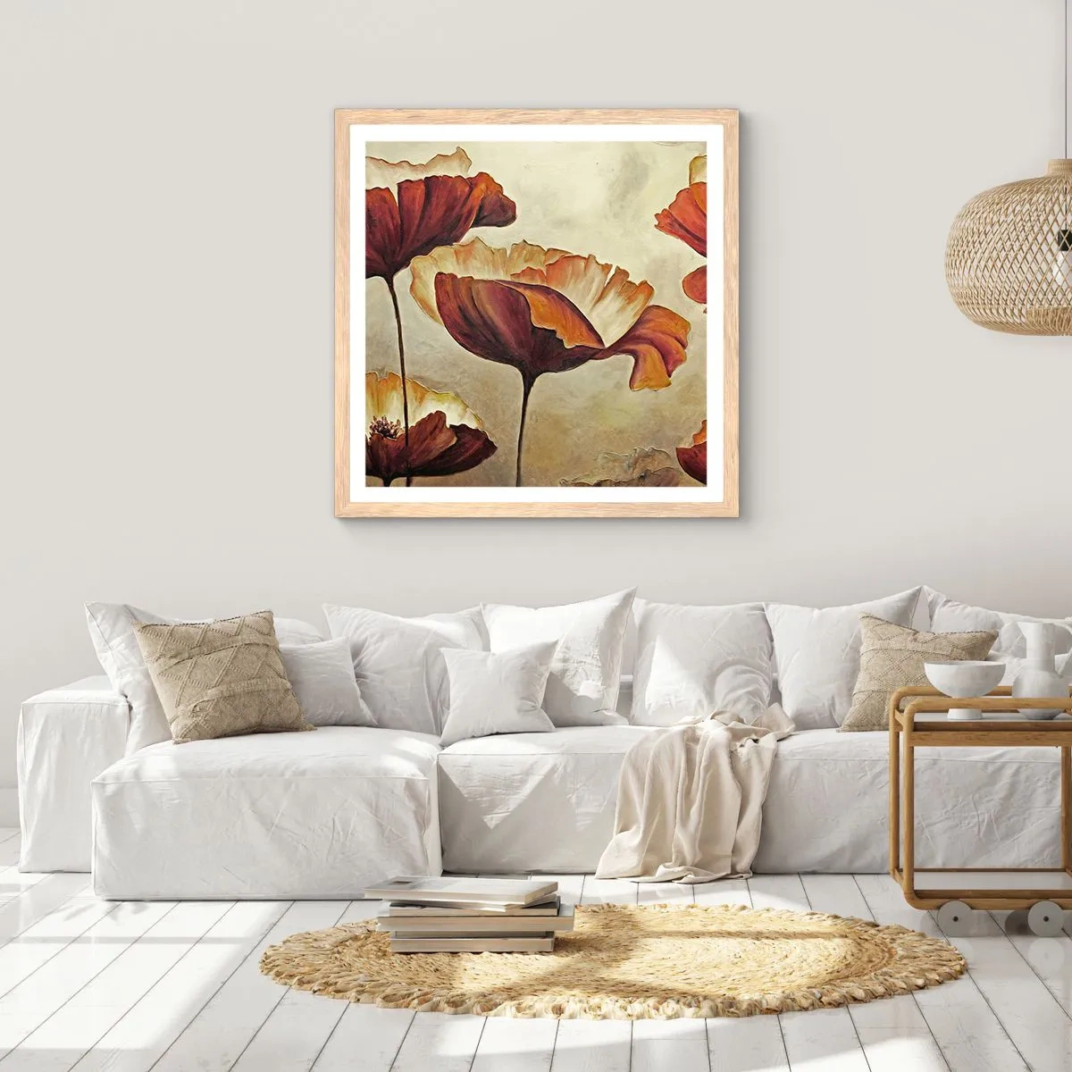 Póster en marco roble claro - Prado de prados - 60x60 cm