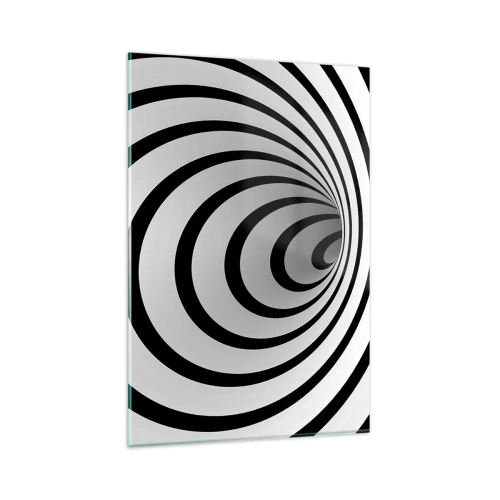 Cuadro sobre vidrio - Impresiones sobre Vidrio - Una espiral en blanco y negro que crea un efecto hipnótico. - 80x120cm - ¿Tampoco puedes resistirte? - Decoración de pared moderna para salón y dormitorio ARTTOR