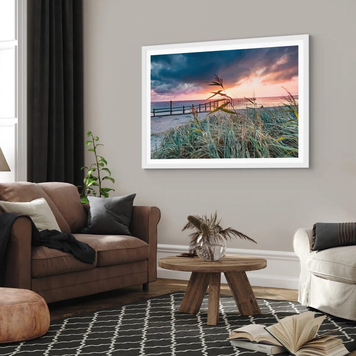 Póster en marco blanco - Bailando con el viento - 50x40 cm