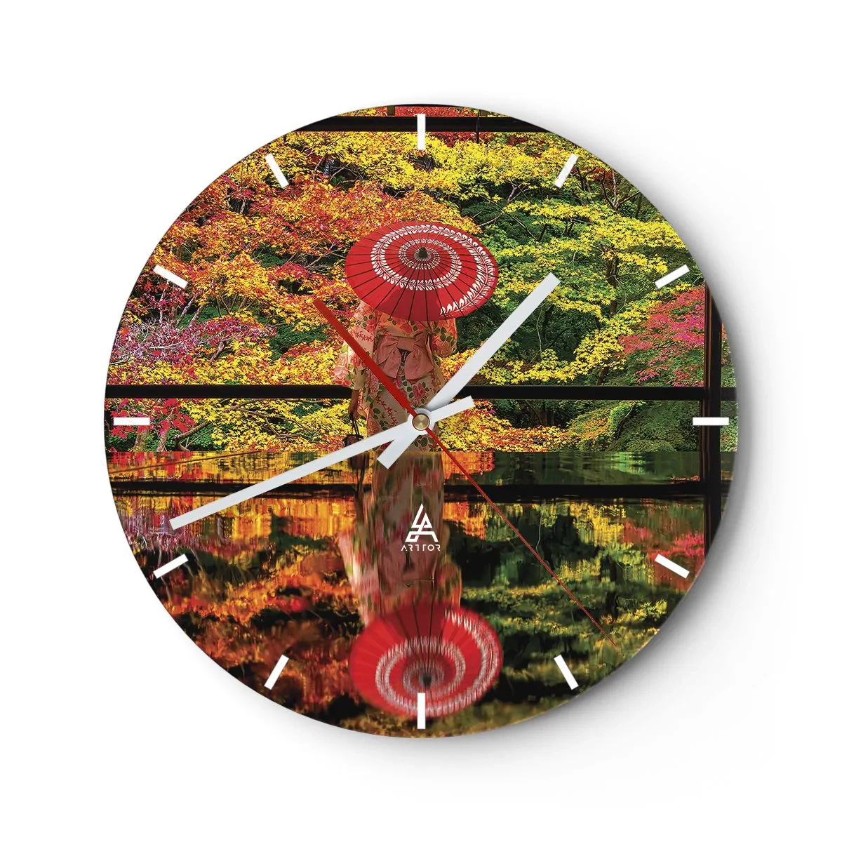 Reloj de pared - Reloj de vidrio - En un templo de la naturaleza - 30x30 cm