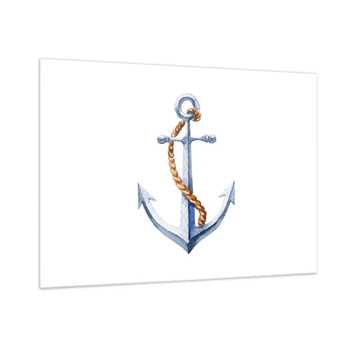Cuadro sobre vidrio - Impresiones sobre Vidrio - Ancla con cuerda en estilo náutico - 100x70cm - ¡Ah, aventura! - Decoración de pared moderna para salón y dormitorio ARTTOR