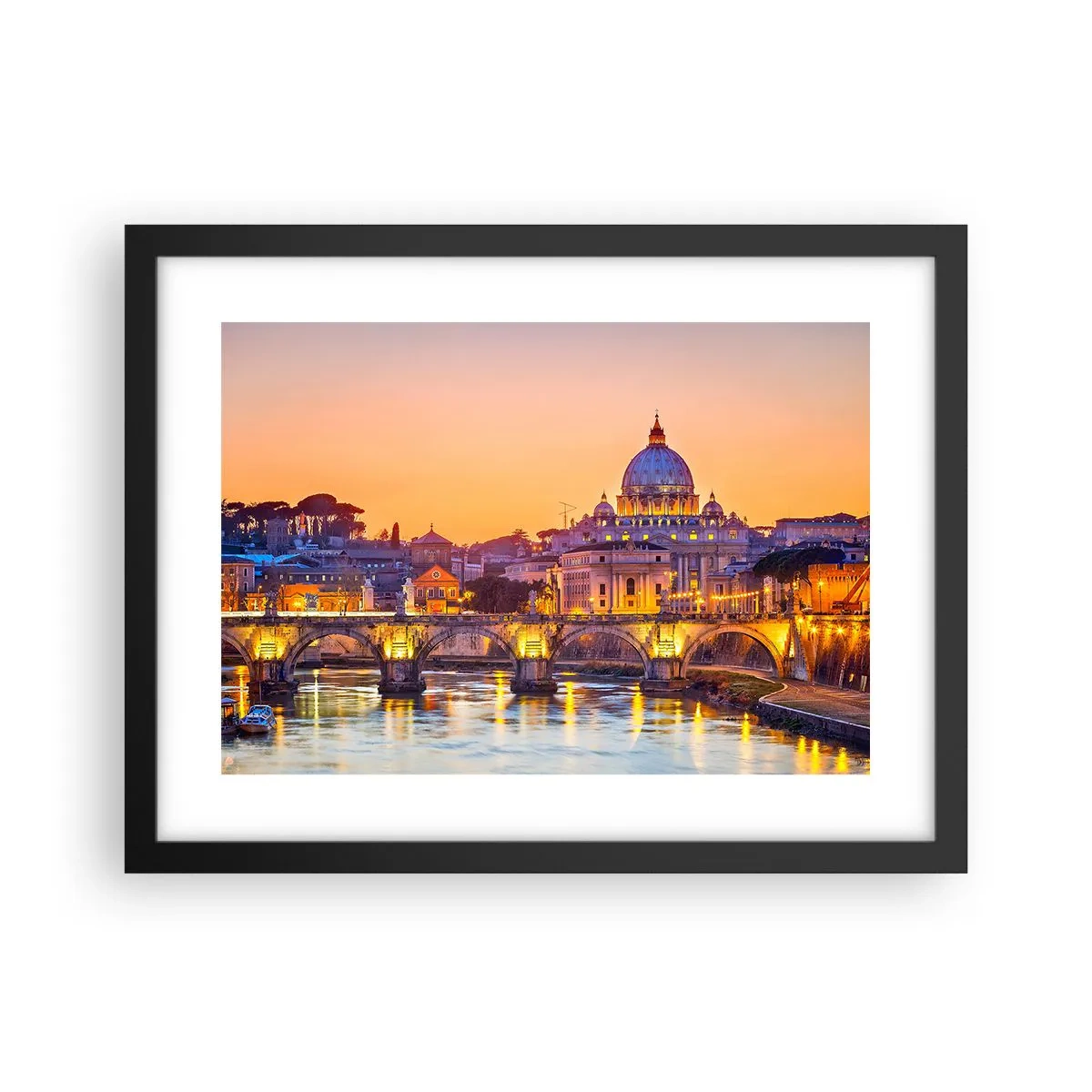 Póster en marco negro - Crepúsculo sobre la Ciudad Eterna - 40x30 cm