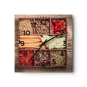 Reloj de pared - Reloj de vidrio - Orden de formas, composición de aromas - 40x40 cm