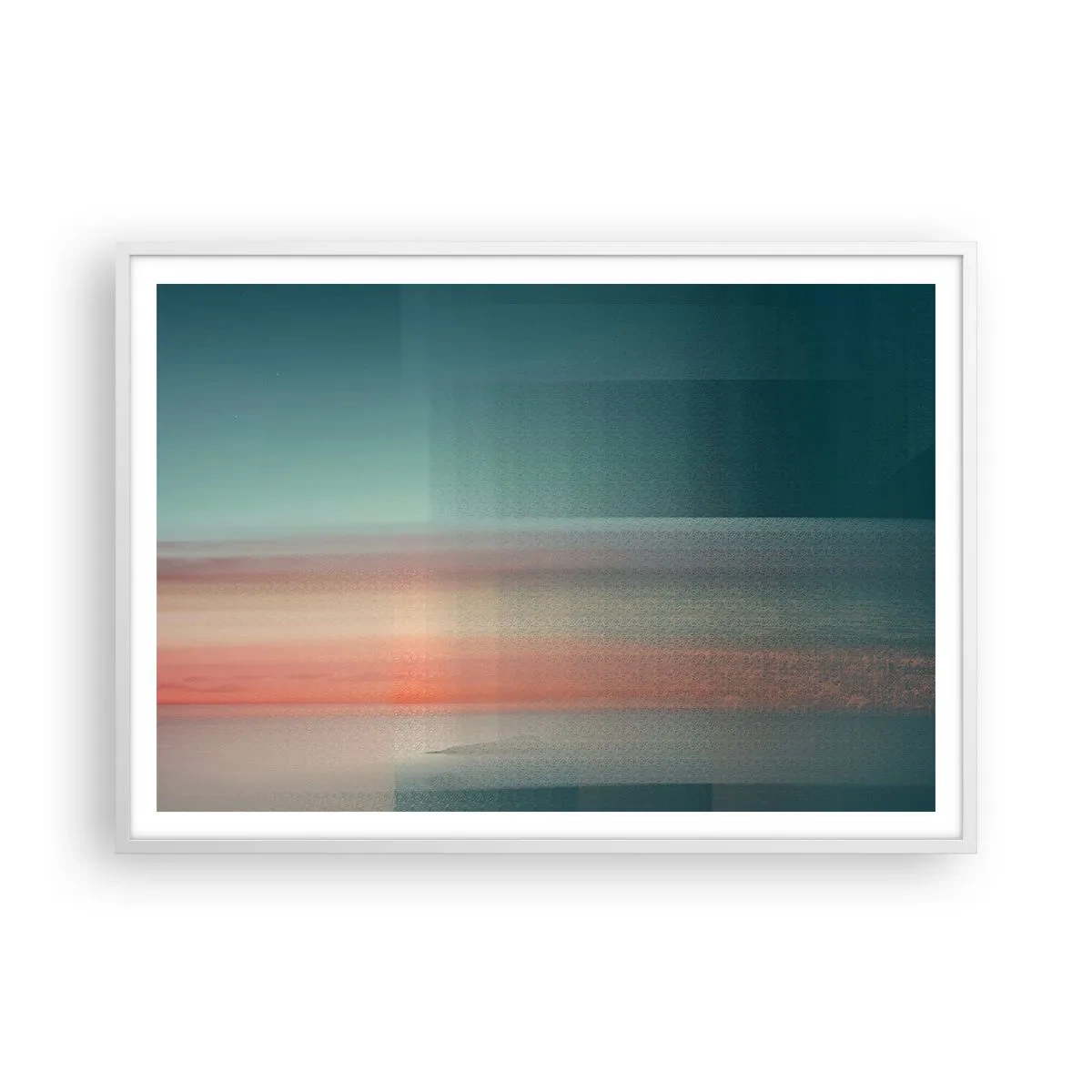 Póster en marco blanco - Abstracción: ondas de luz - 100x70 cm