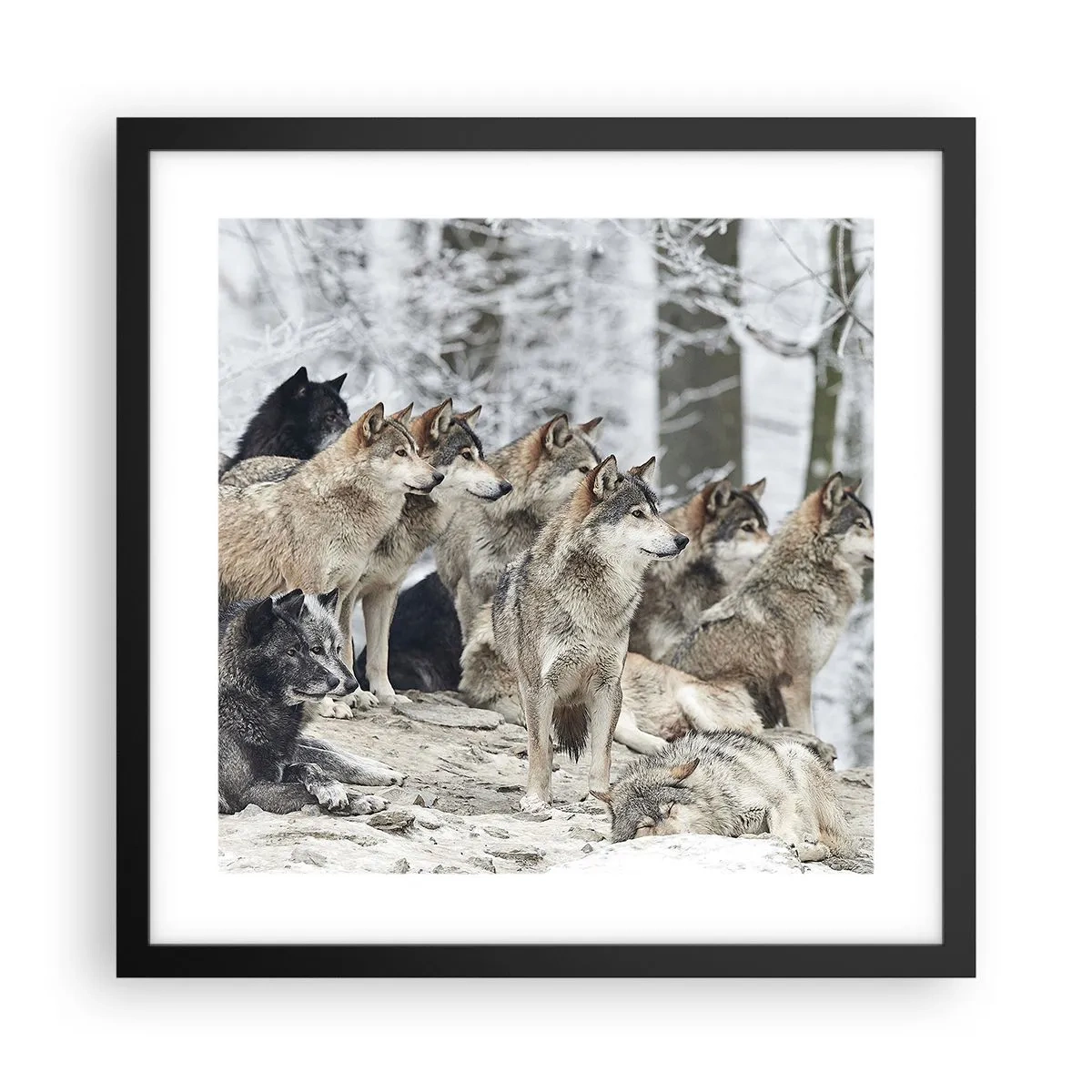 Póster en marco negro - Familiares y amigos - 40x40 cm