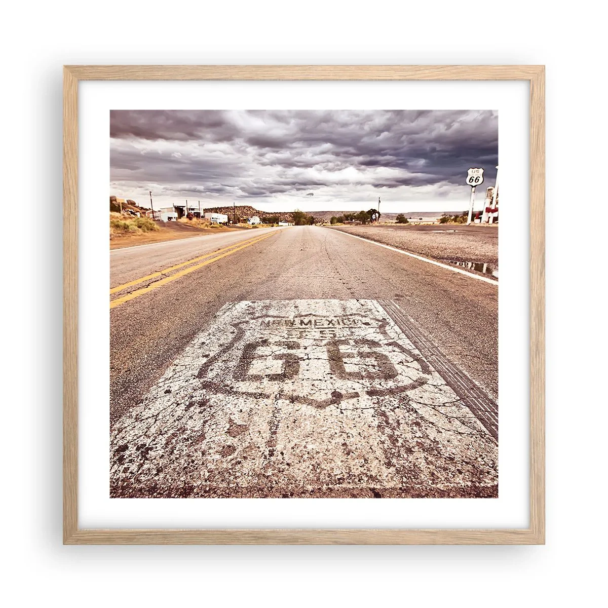 Póster en marco roble claro - Mother Road: una leyenda americana - 50x50 cm