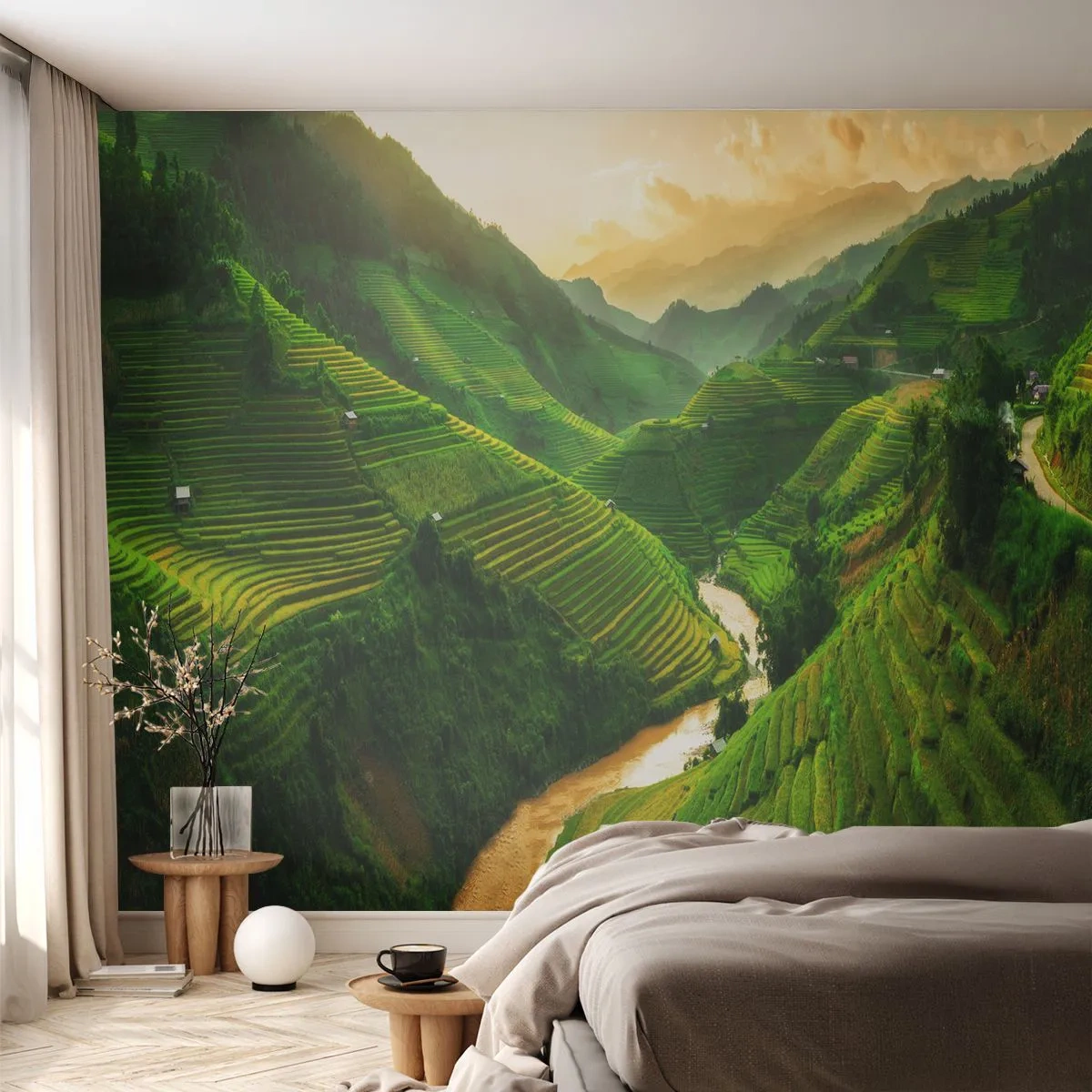 Fotomural Premium Sand - Valle vietnamita - Campos de arroz, Asia, Paisaje - 100x70 cm