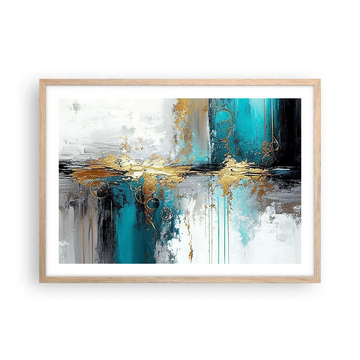 Póster en marco roble claro - Todo fluye - 70x50 cm