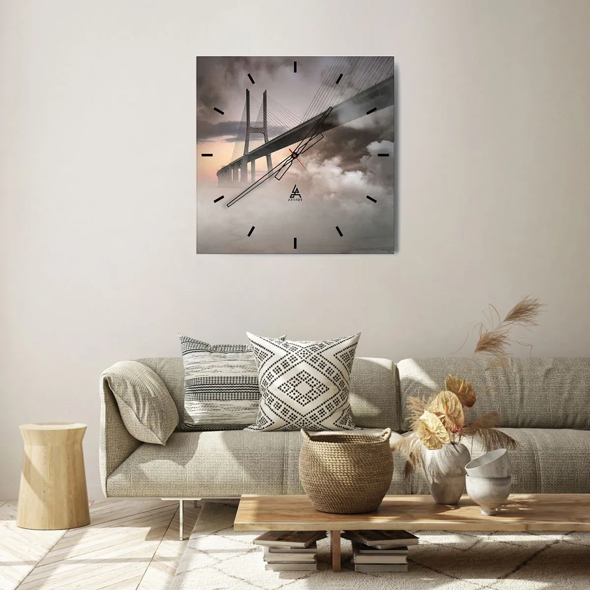 Reloj de pared - Reloj de vidrio - Junto al río que no existe - 30x30 cm