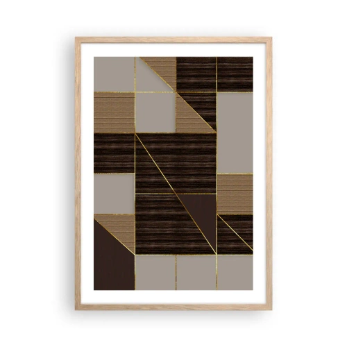 Póster en marco roble claro - Un mosaico de marrones y dorados - 50x70 cm