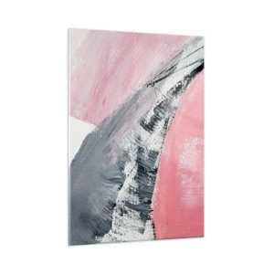 Cuadro sobre vidrio - Impresiones sobre Vidrio - Abstracción moderna en rosa, blanco y gris con textura de pinceladas. - 50x70cm - Composición a juego - Decoración de pared moderna para salón y dormitorio ARTTOR