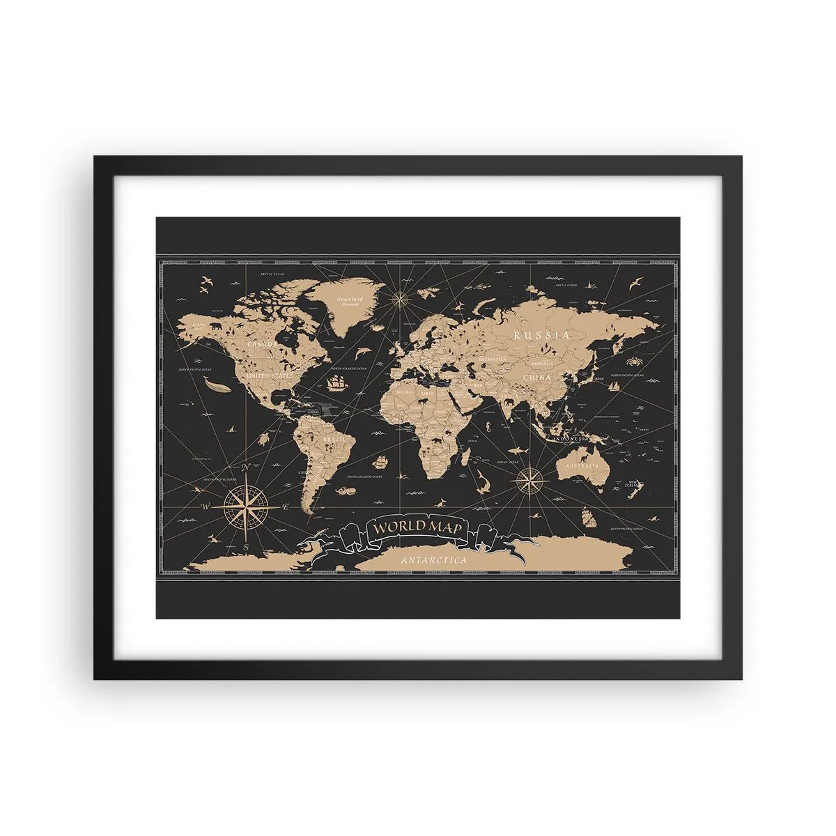 Póster en marco negro - Las fronteras de mi mundo - 50x40 cm