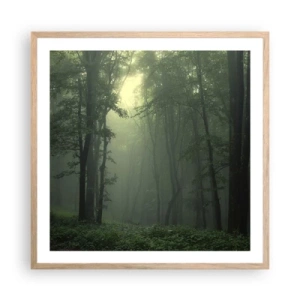 Póster en marco roble claro - Antes de que se despierte el bosque - 60x60 cm