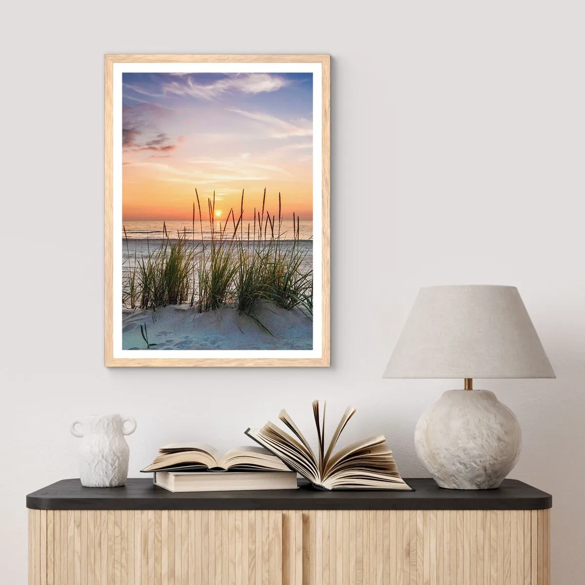Póster en marco roble claro - Mira, piensa, siente - 30x40 cm