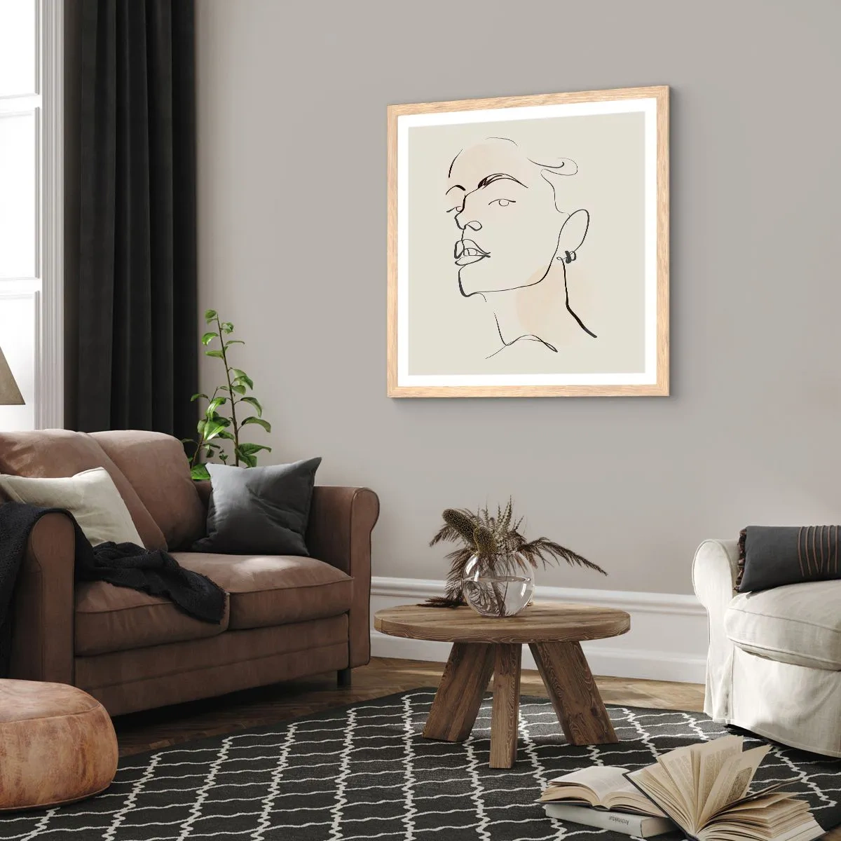 Póster en marco roble claro - Una mirada orgullosa - 50x50 cm