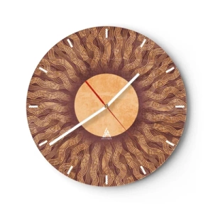 Reloj de pared - Reloj de vidrio - Icono del sol - 40x40 cm